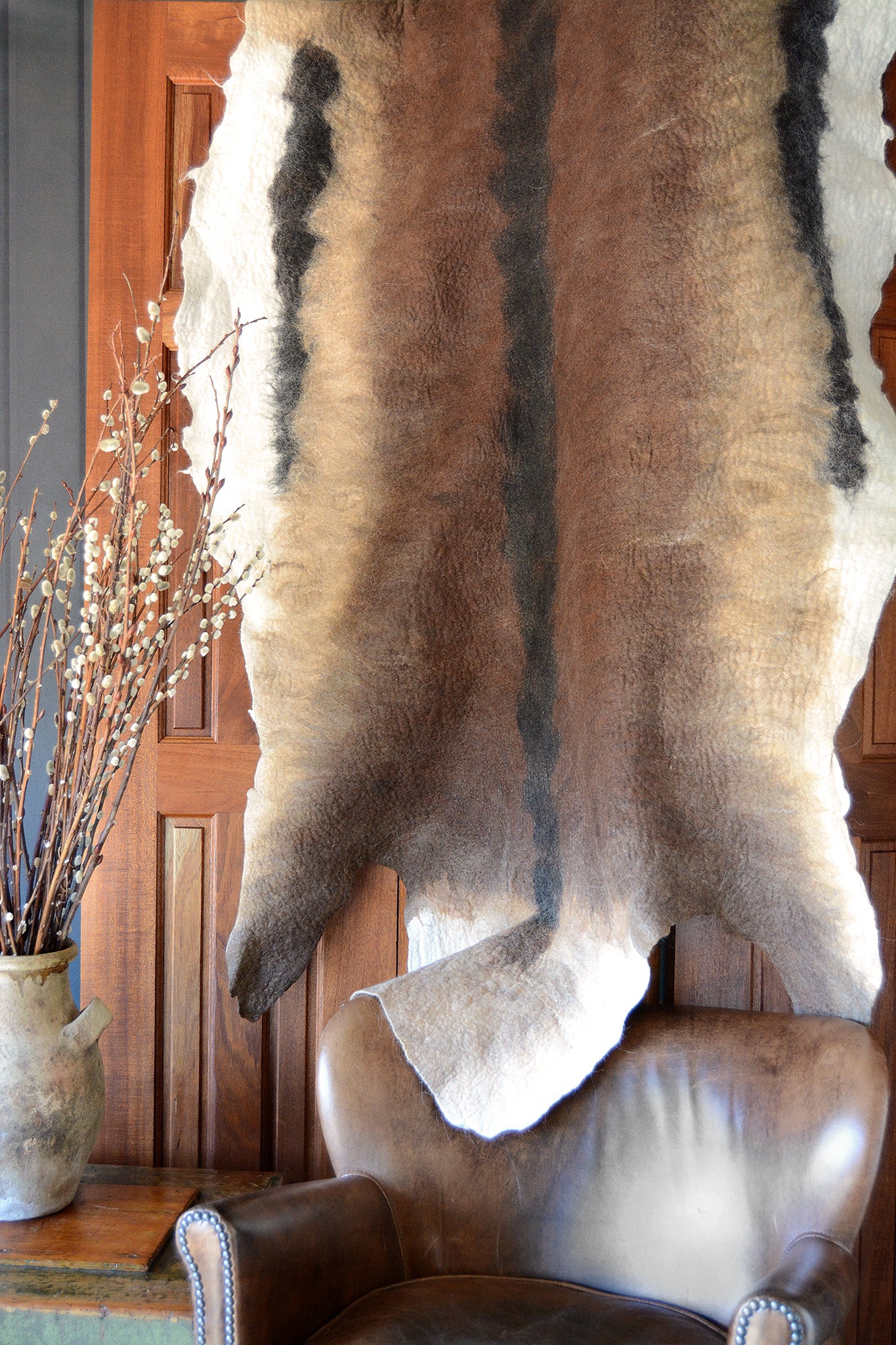 Brown Reindeer: Fiber Art Pelt