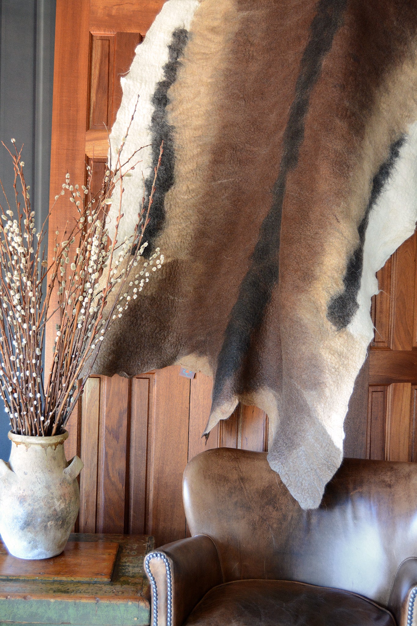 Brown Reindeer: Fiber Art Pelt