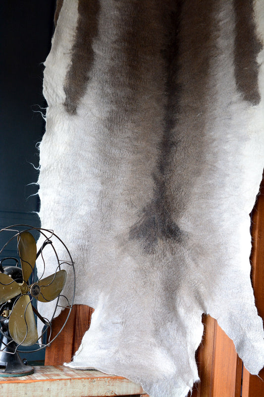 Silver Reindeer: Fiber Art Pelt